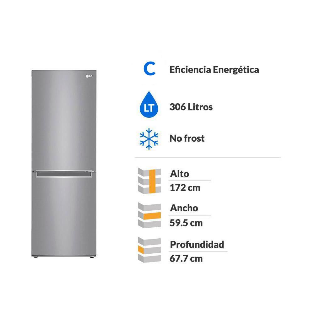 Refrigerador Bottom Freezer LG LB33MPP / No Frost / 306 Litros / C image number 1.0